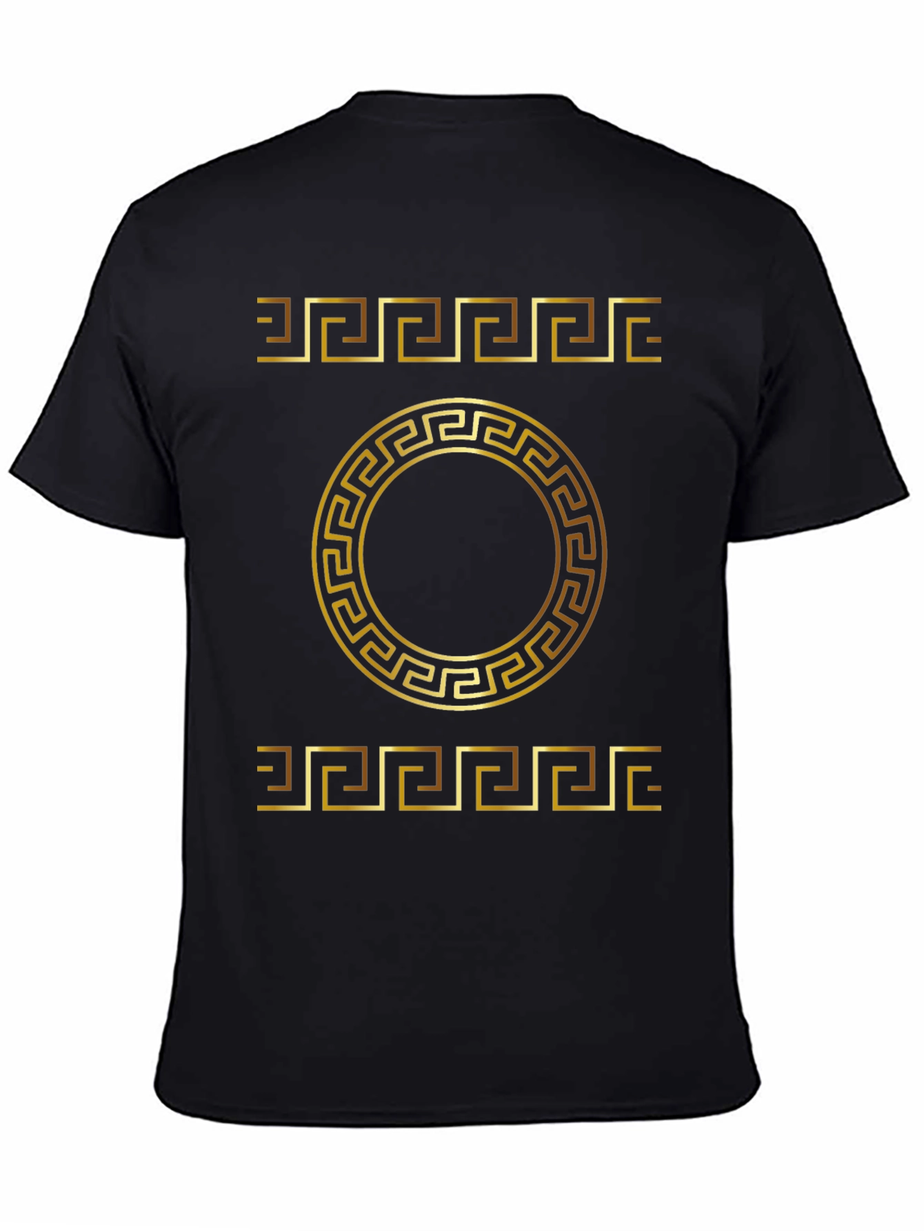 Gold Greek Key Pattern Black T-Shirt