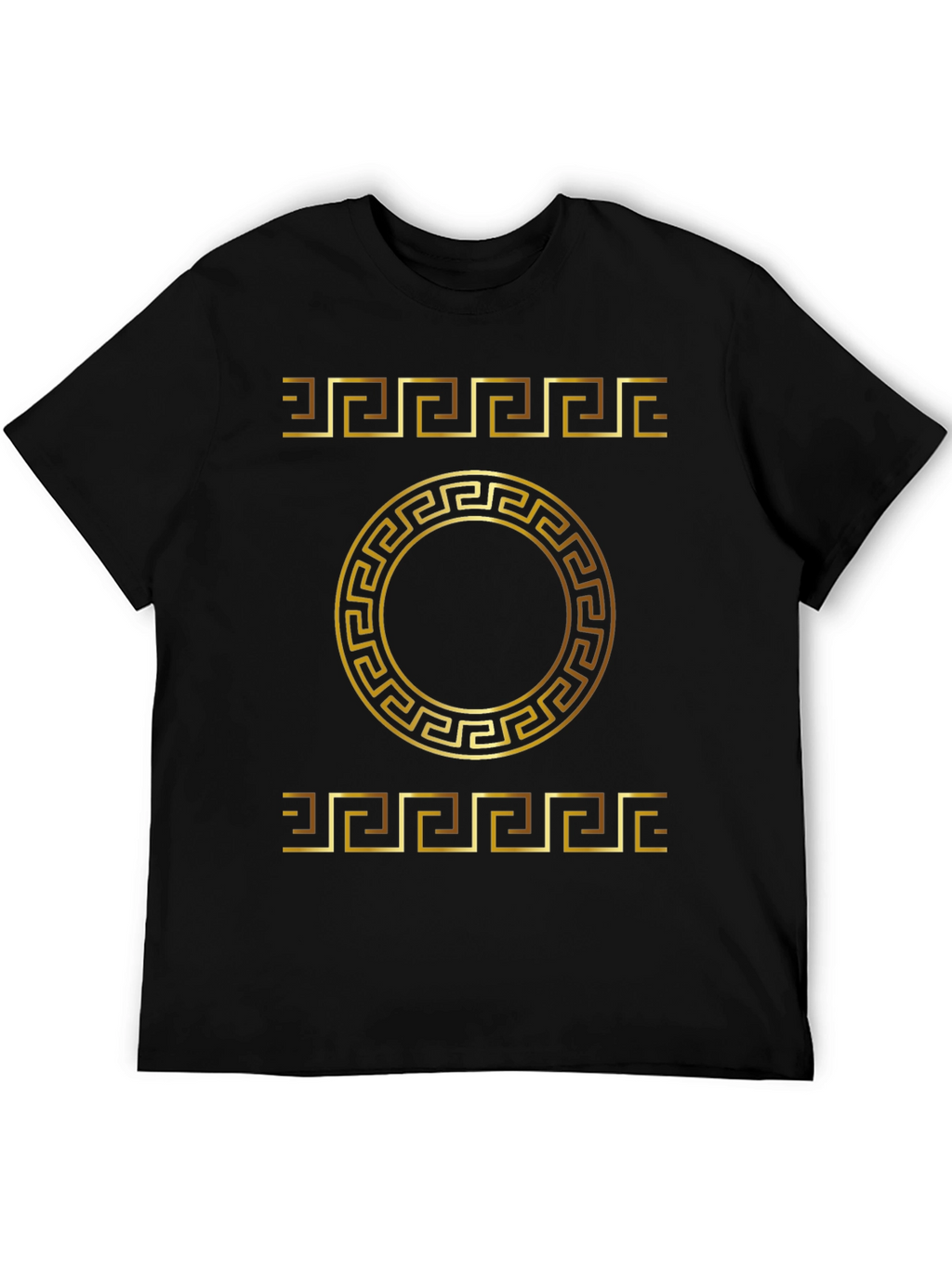 Gold Greek Key Pattern Black T-Shirt