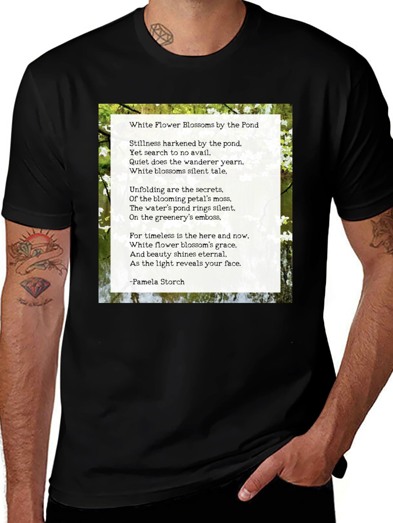 Floral Poem T-Shirt - White Flower Blossoms