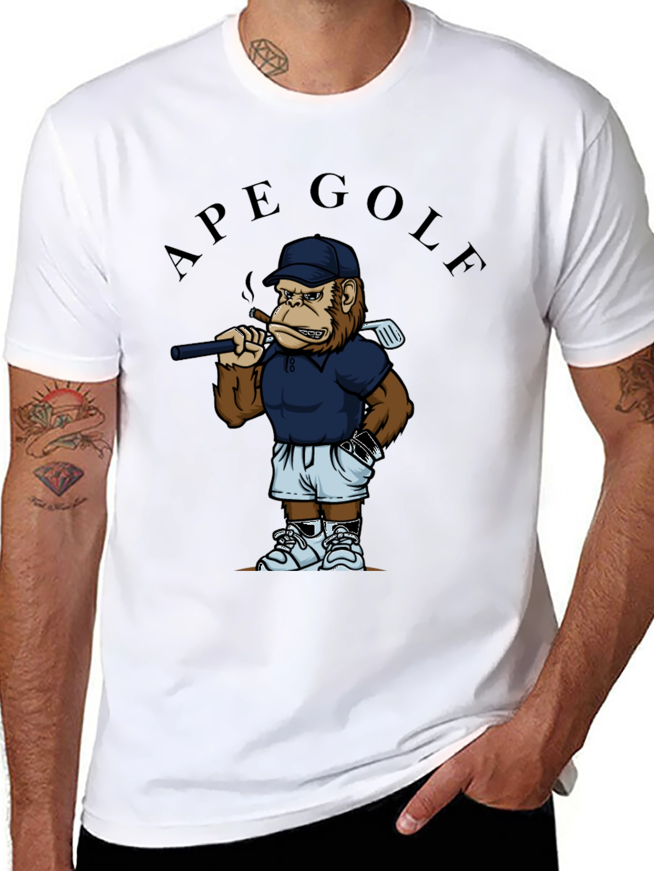 Ape Golf T-Shirt - Funny Golfing Ape Design