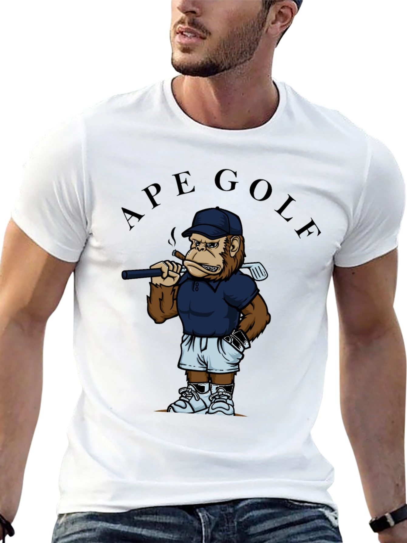 Ape Golf T-Shirt - Funny Golfing Ape Design