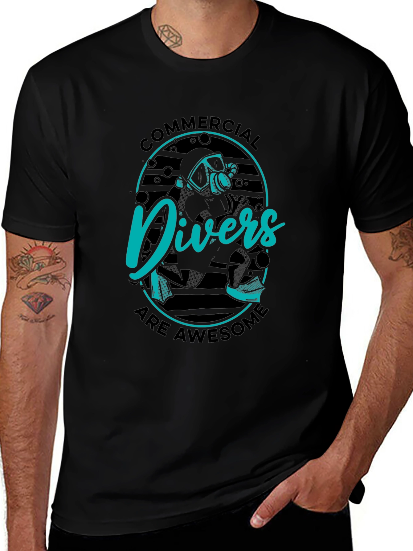 Commercial Divers Are Awesome Black T-Shirt