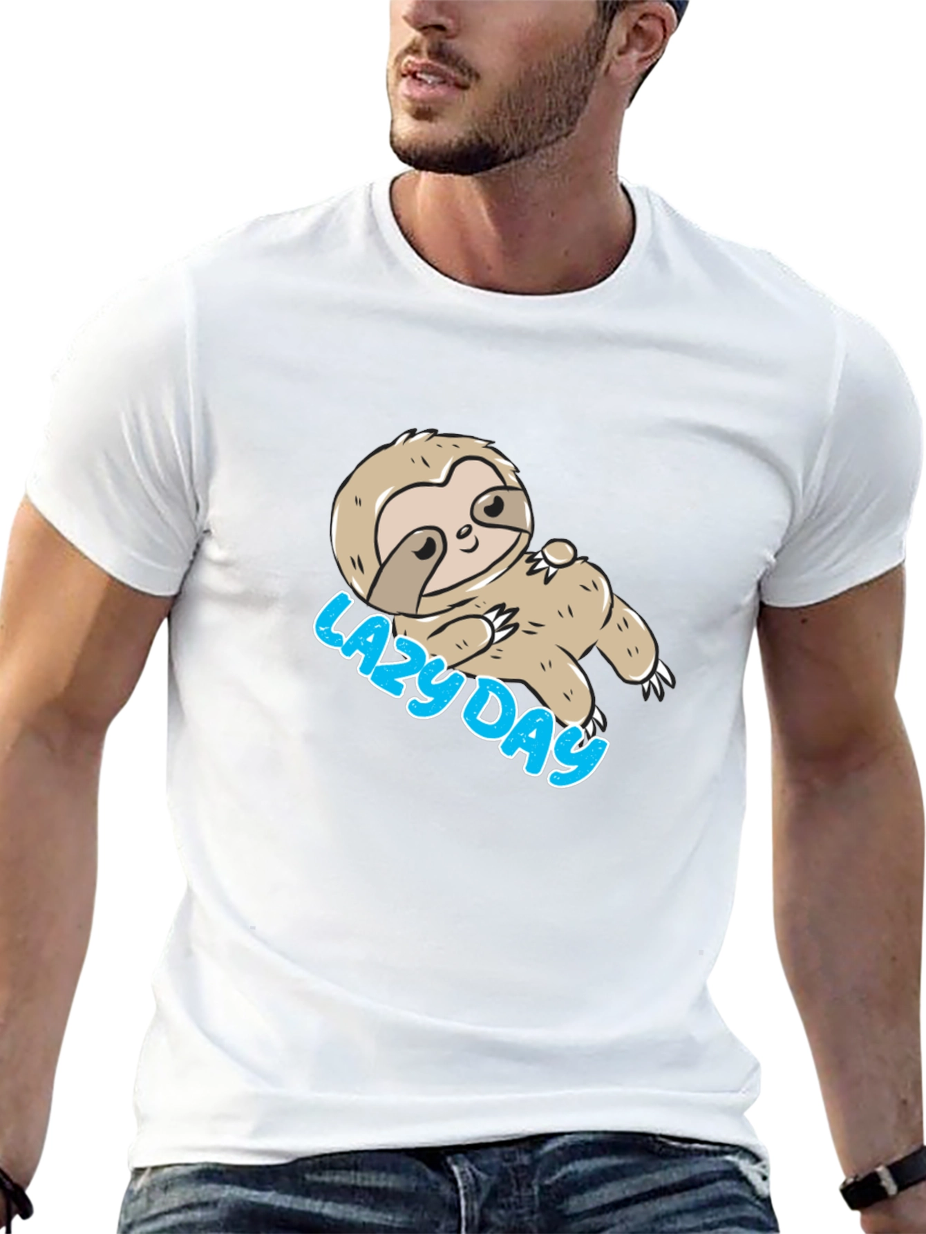 Lazy Day Sloth T-Shirt - Black Relaxed Fit Tee