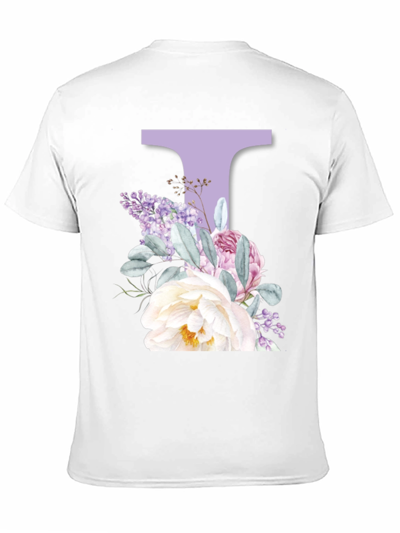 Floral Letter T Black T-Shirt
