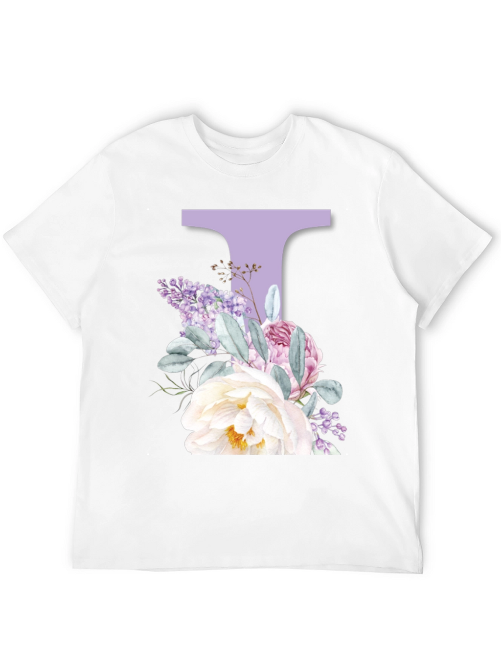 Floral Letter T Black T-Shirt