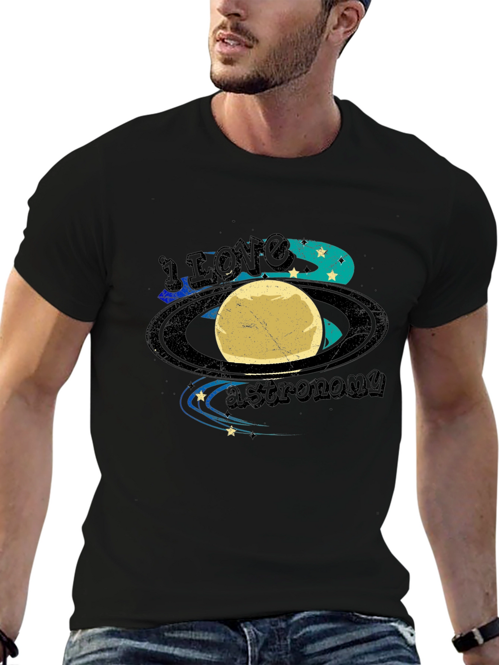 I Love Astronomy Black T-Shirt