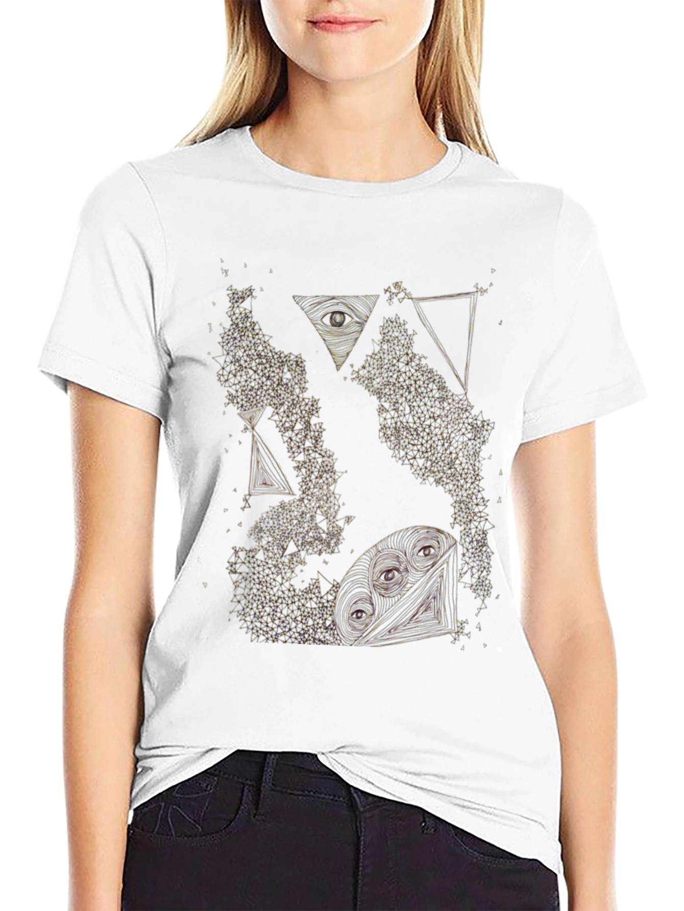 Abstract Graphic Tee - Black Cotton T-Shirt