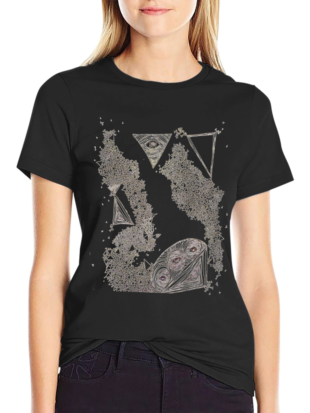 Abstract Graphic Tee - Black Cotton T-Shirt