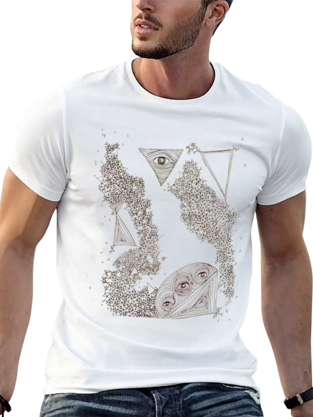Abstract Graphic Tee - Black Cotton T-Shirt