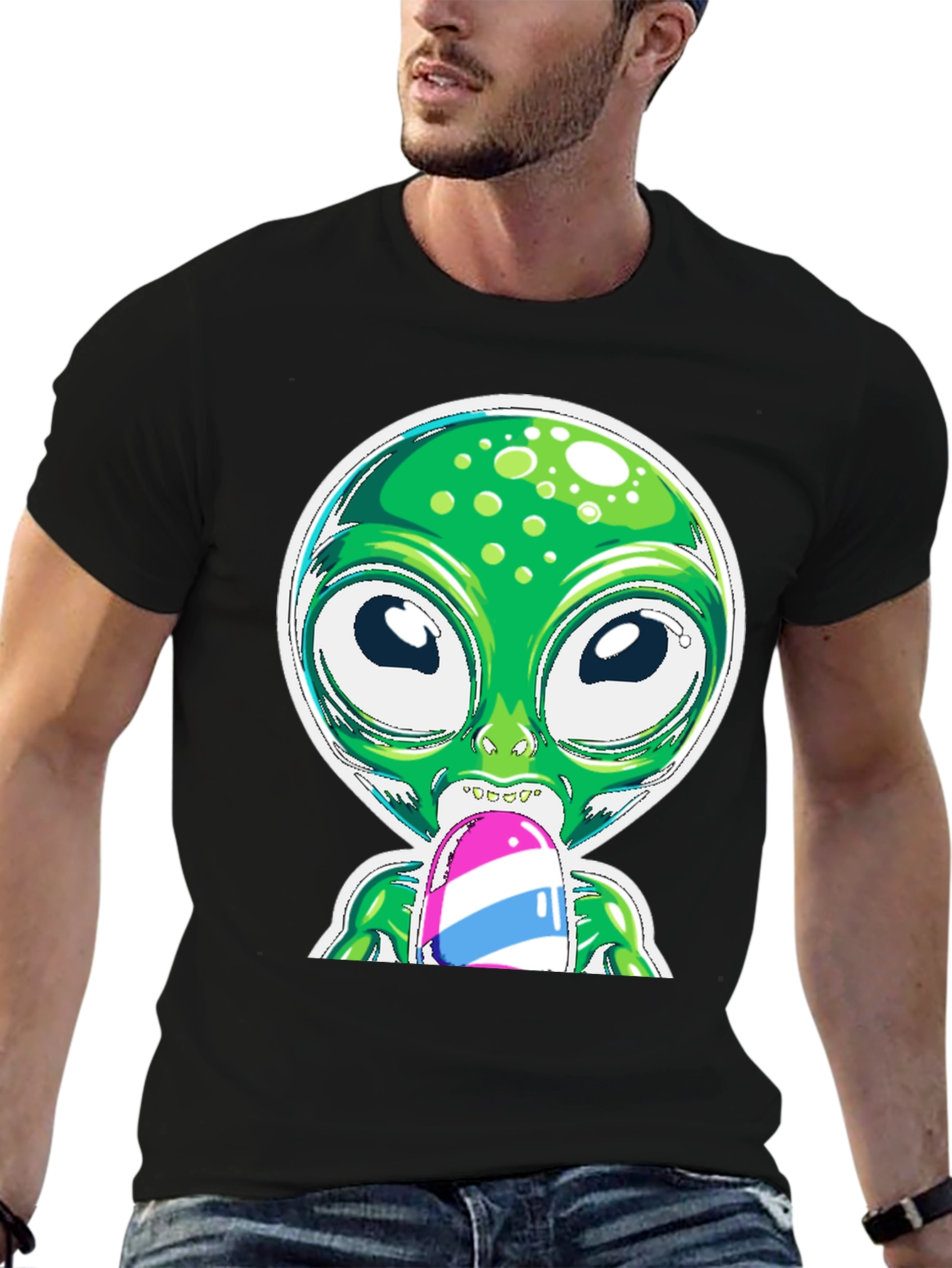 Alien Eating Ice Cream Graphic Tee