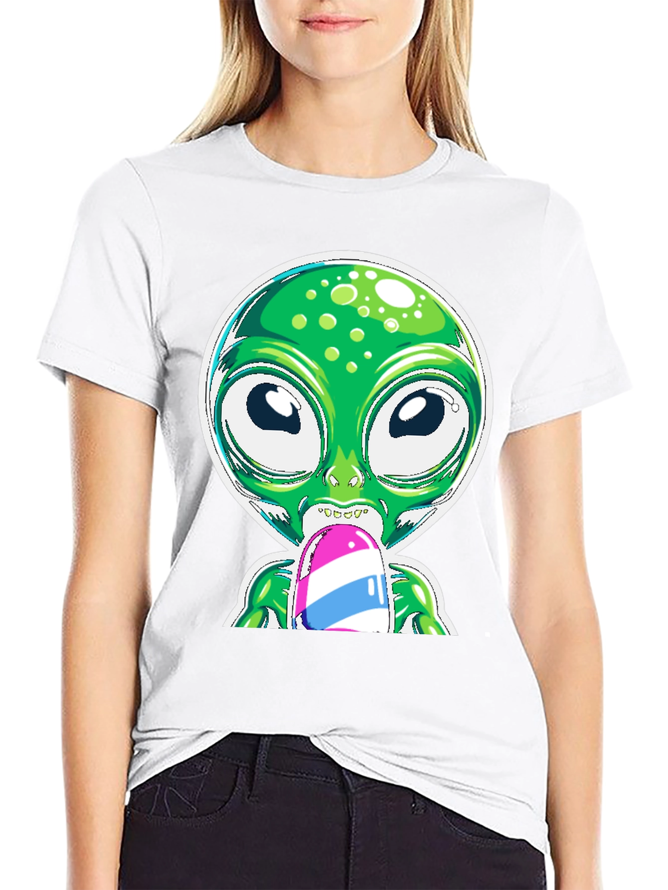 Alien Eating Ice Cream Graphic Tee