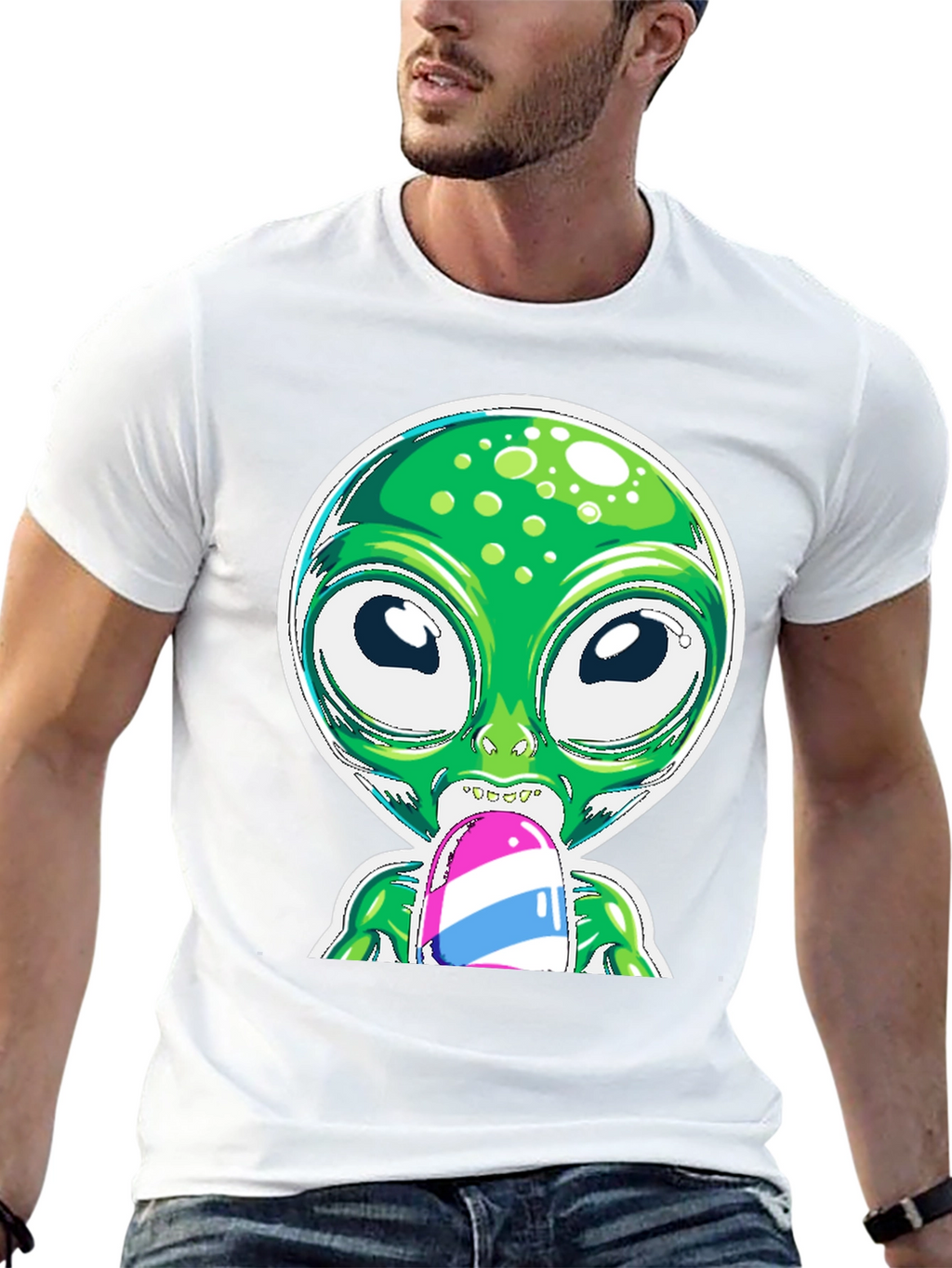 Alien Eating Ice Cream Graphic Tee