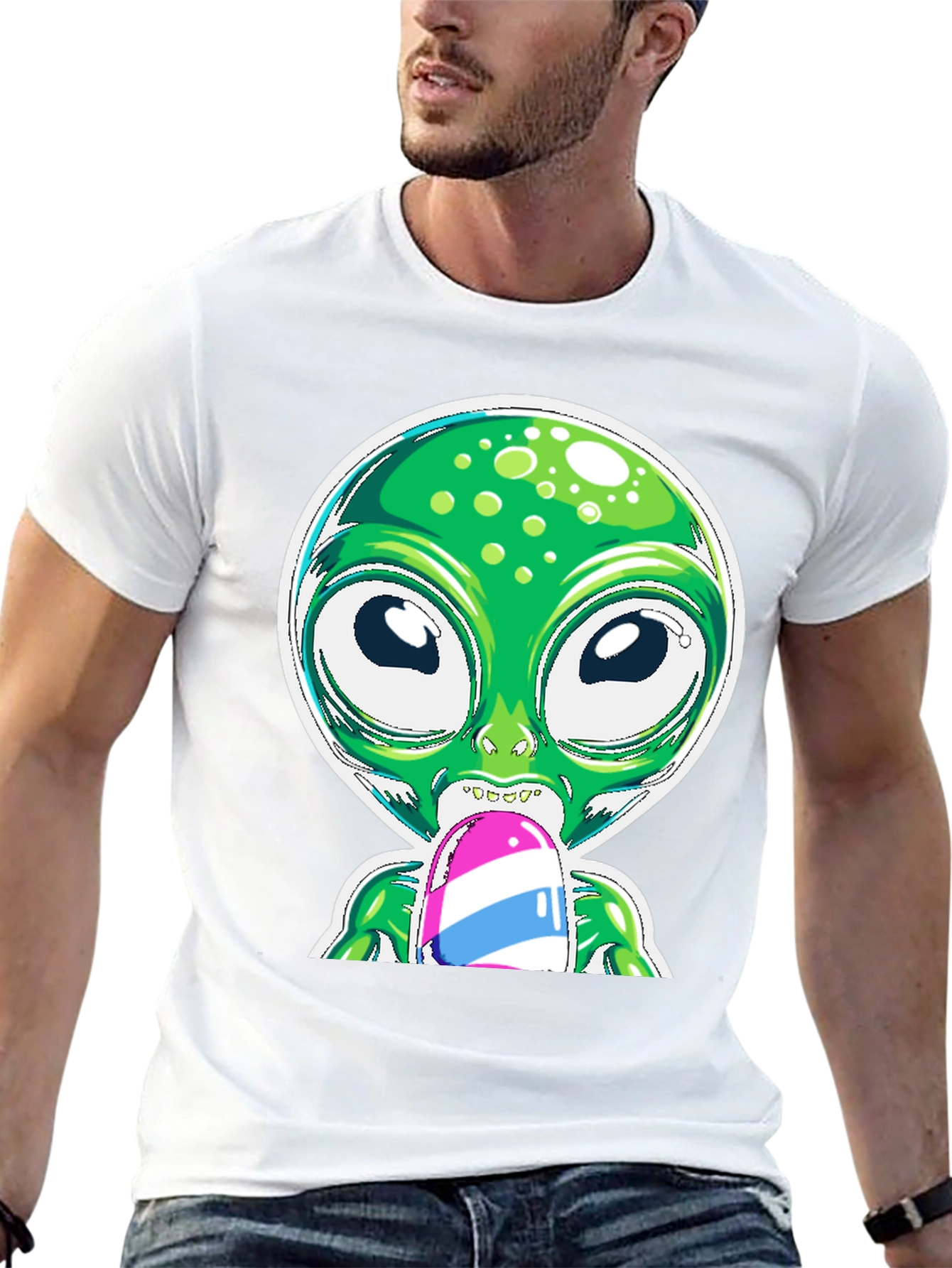 Alien Eating Ice Cream Graphic Tee