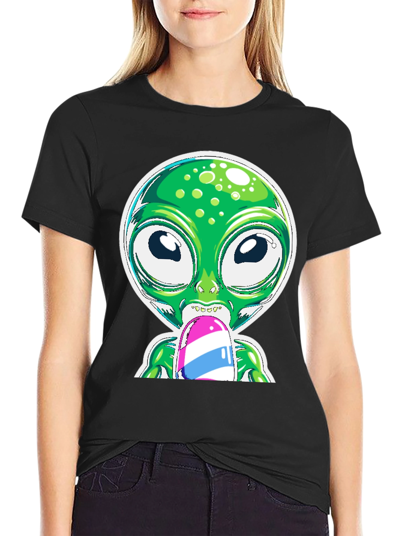 Alien Eating Ice Cream Graphic Tee