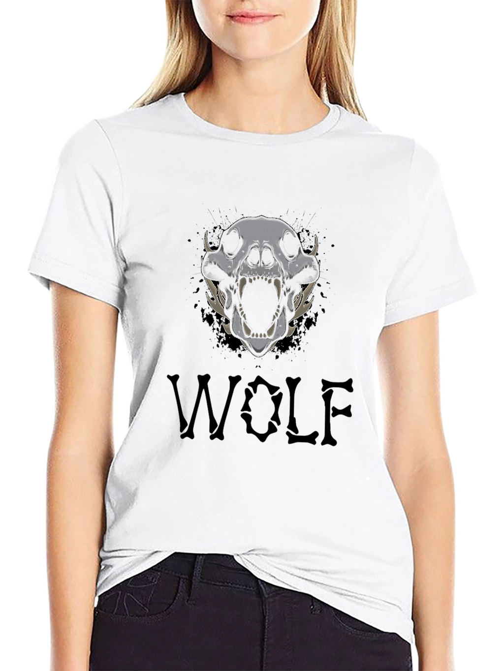 Wolf Skull Graphic Tee - Mens Black T-Shirt