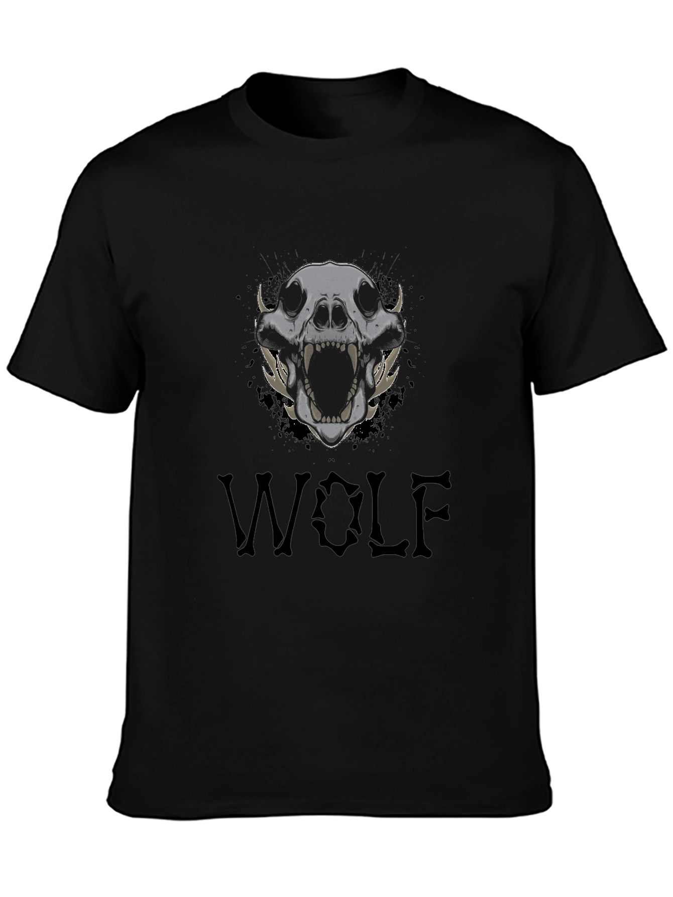 Wolf Skull Graphic Tee - Mens Black T-Shirt