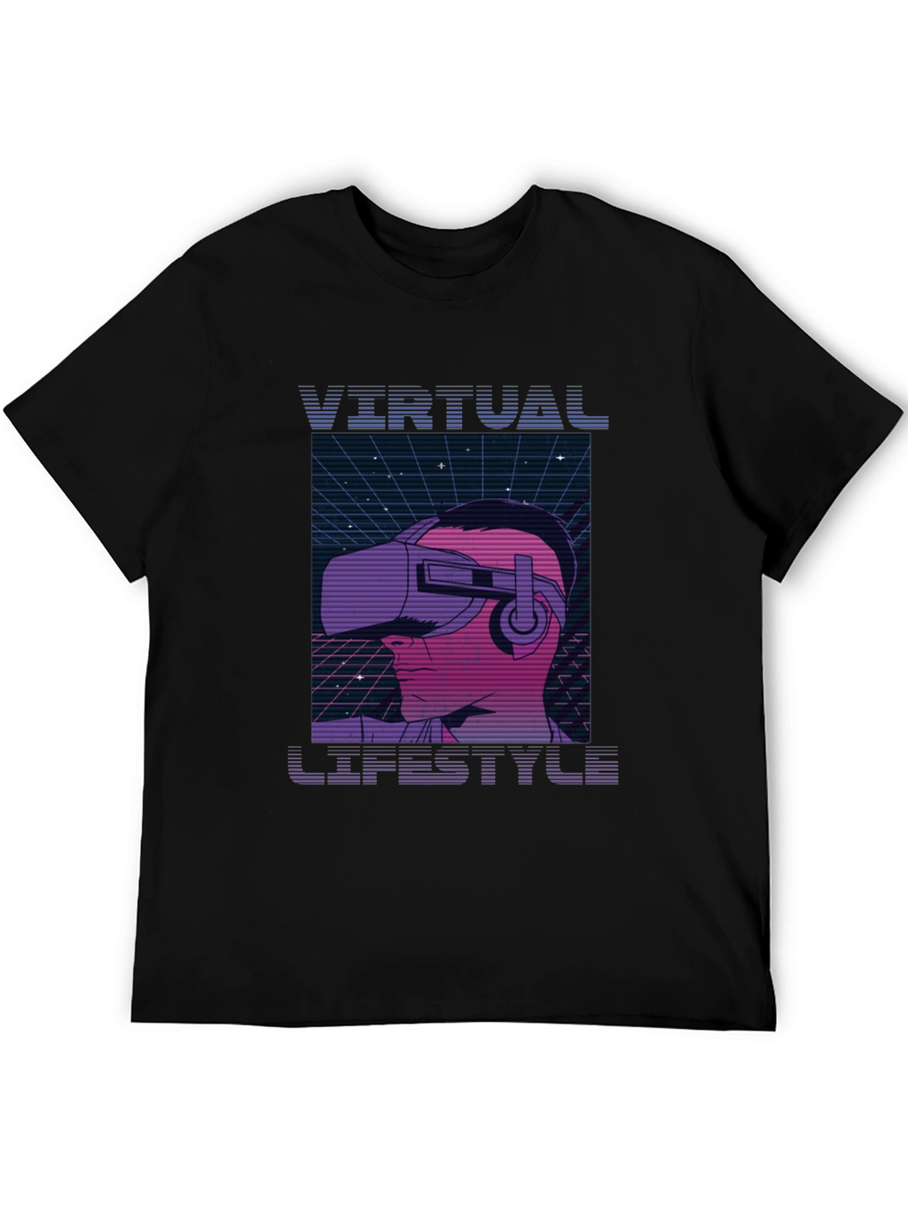 Virtual Lifestyle Black T-Shirt Retro VR Gaming