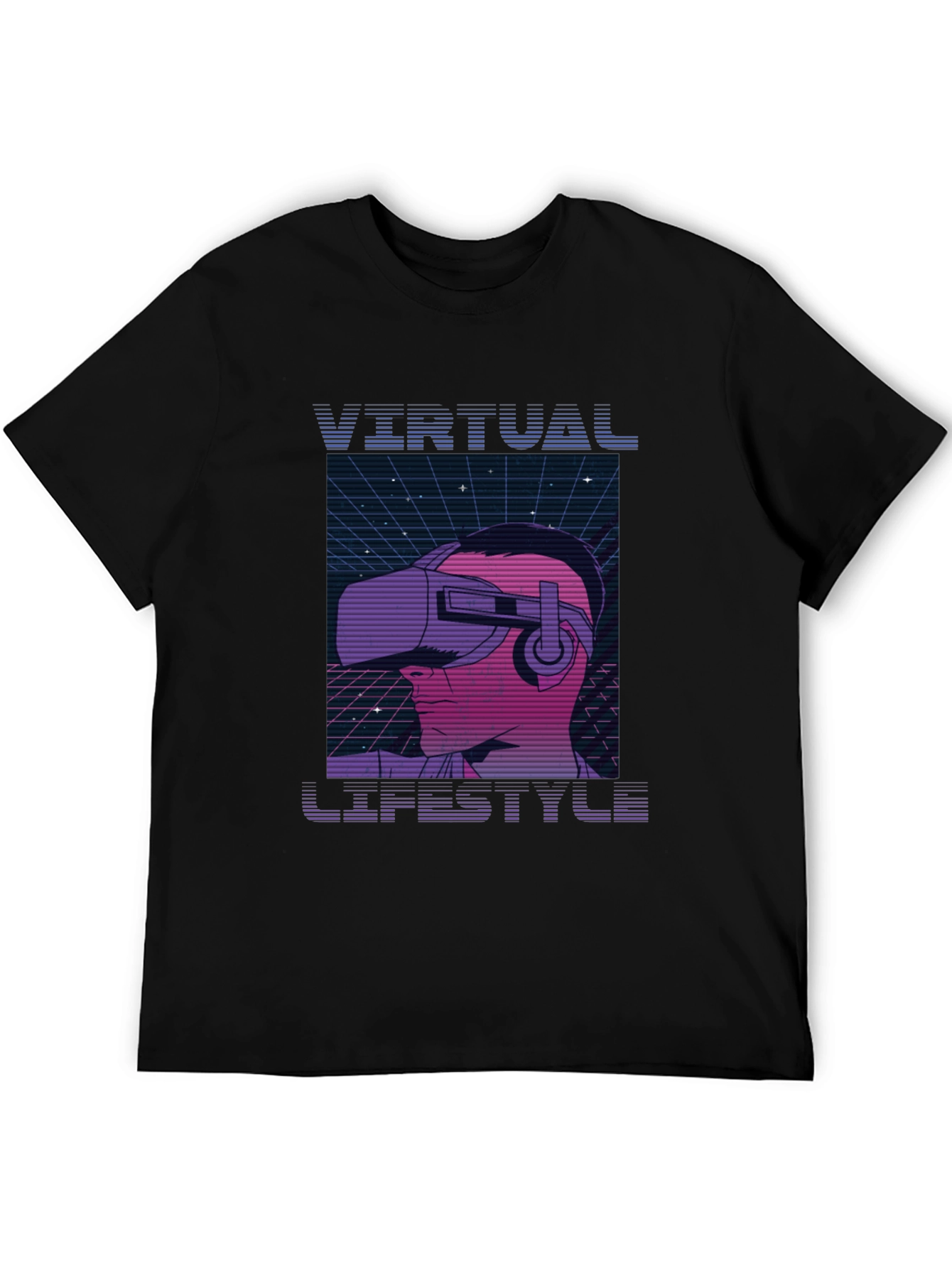Virtual Lifestyle Black T-Shirt Retro VR Gaming