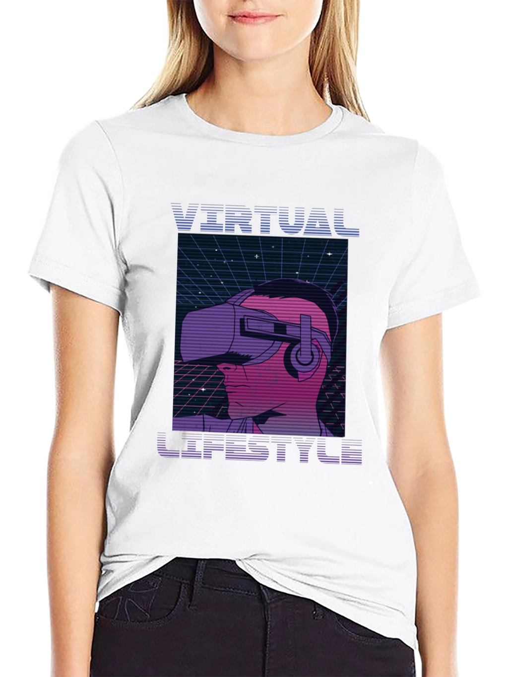 Virtual Lifestyle Black T-Shirt Retro VR Gaming