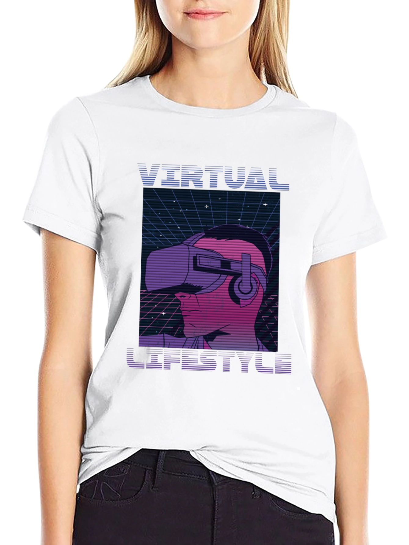 Virtual Lifestyle Black T-Shirt Retro VR Gaming