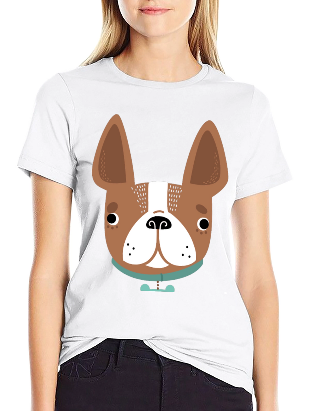 Dog Face Graphic Tee - Black