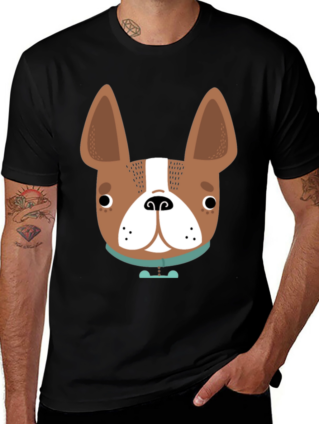 Dog Face Graphic Tee - Black