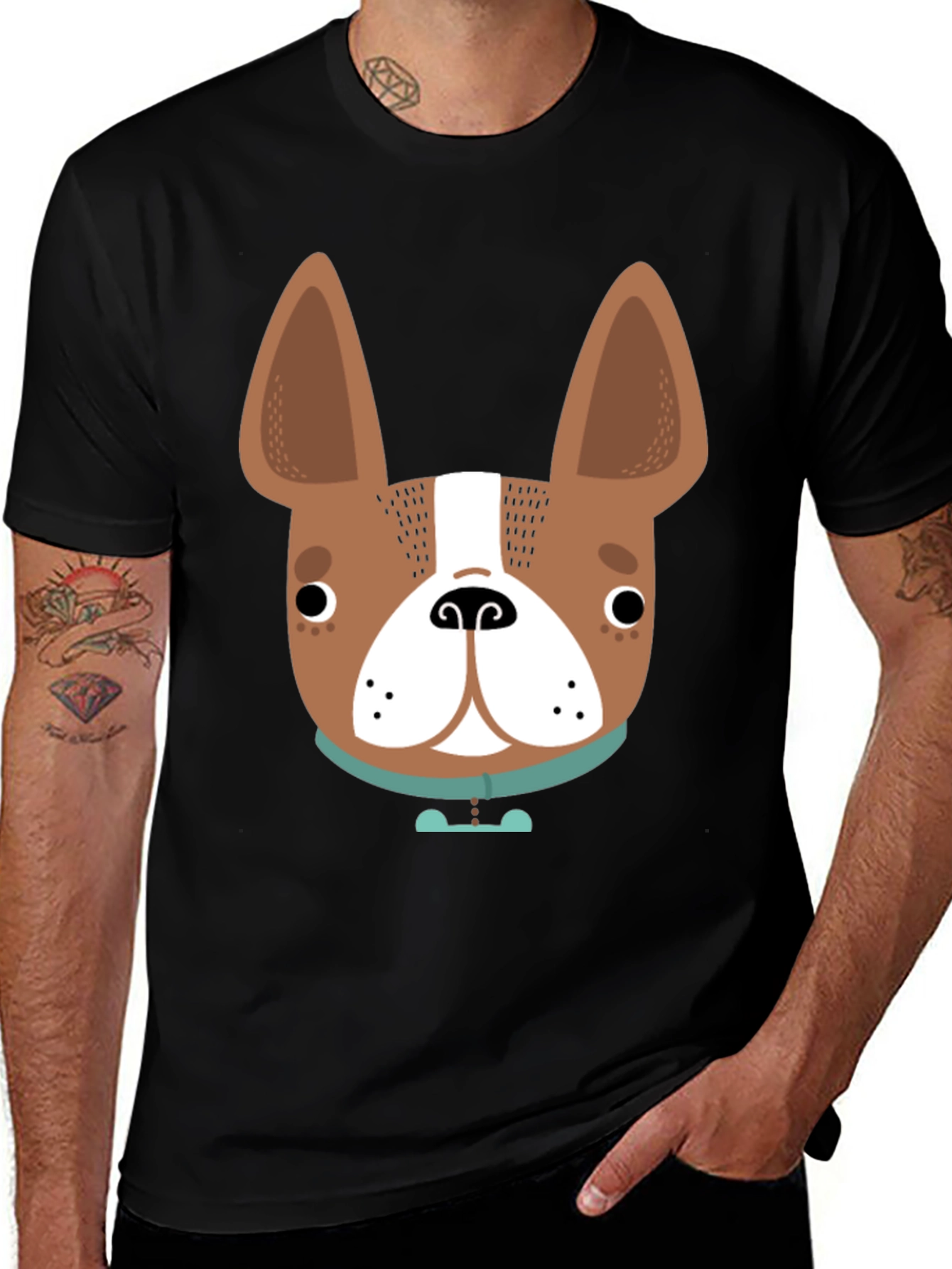 Dog Face Graphic Tee - Black