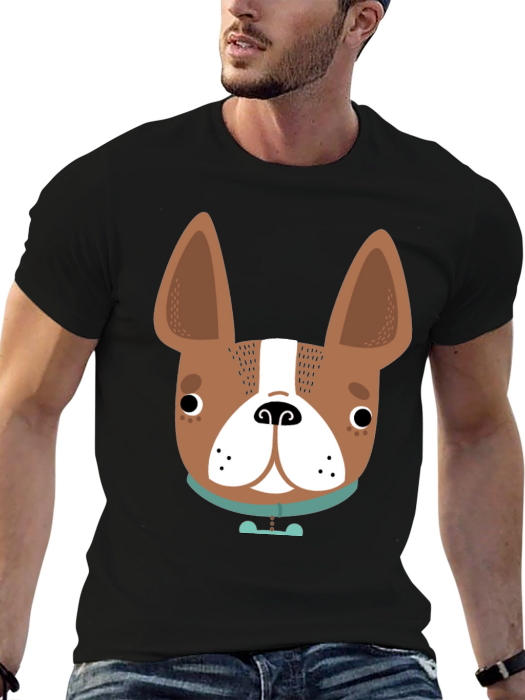 Dog Face Graphic Tee - Black