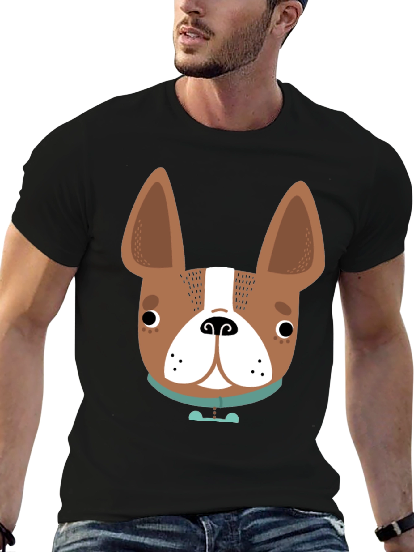 Dog Face Graphic Tee - Black