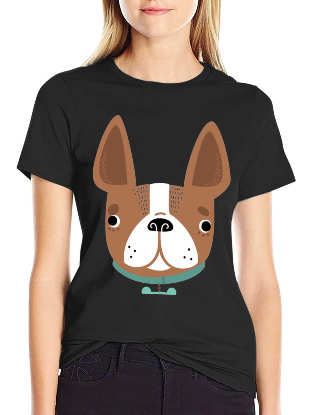 Dog Face Graphic Tee - Black