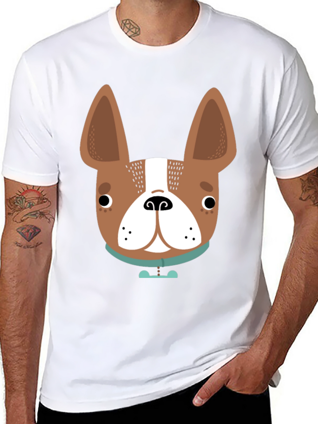 Dog Face Graphic Tee - Black