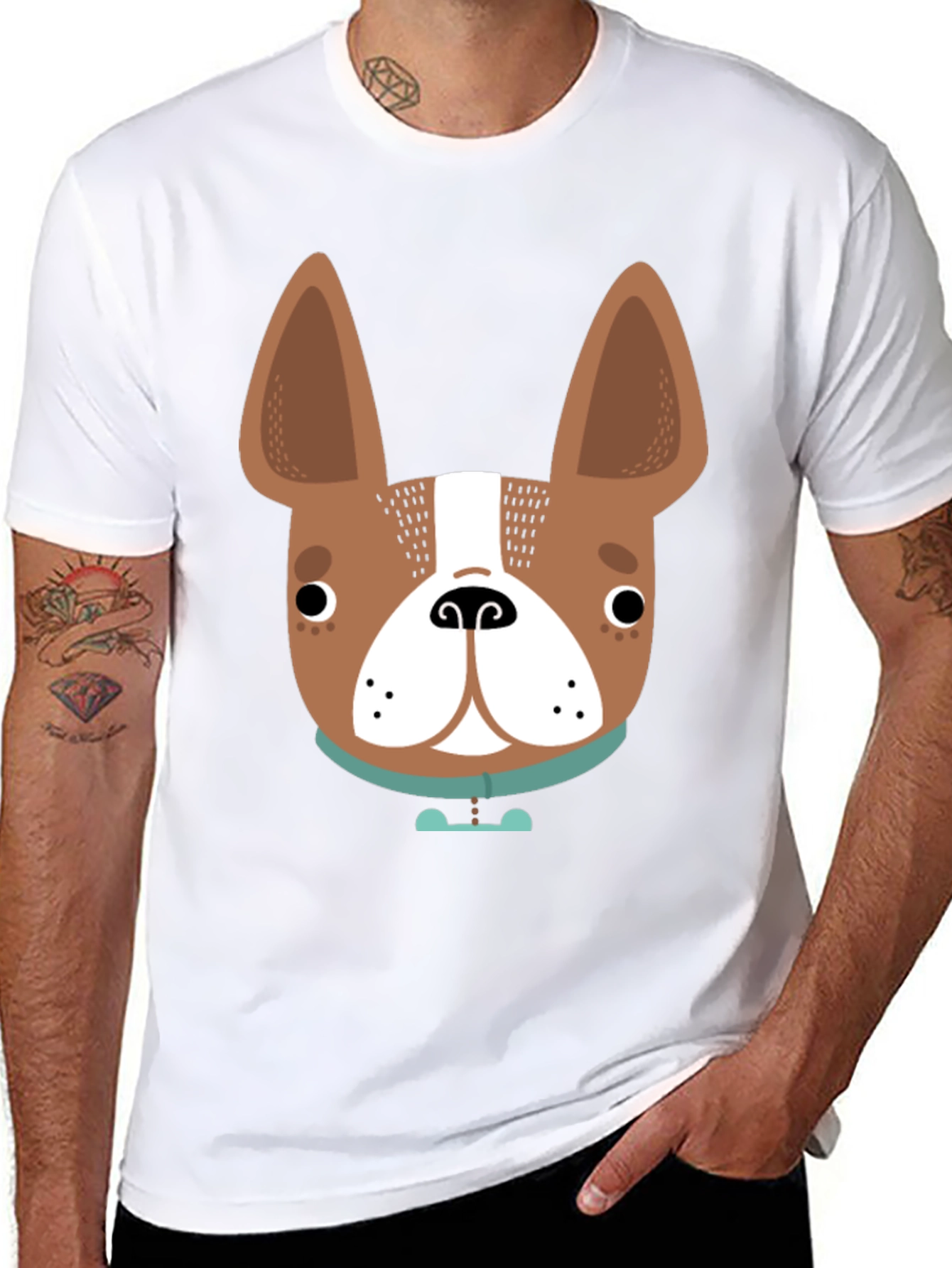 Dog Face Graphic Tee - Black