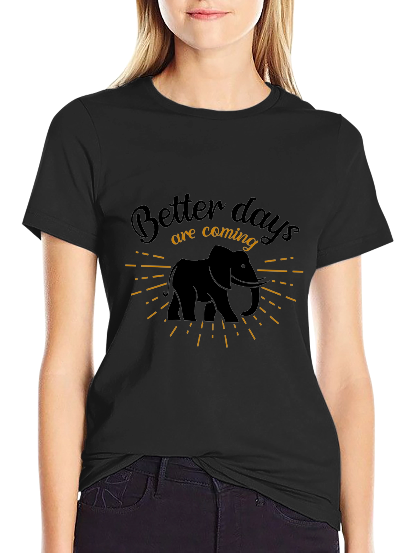Better Days Elephant Graphic Tee - Black