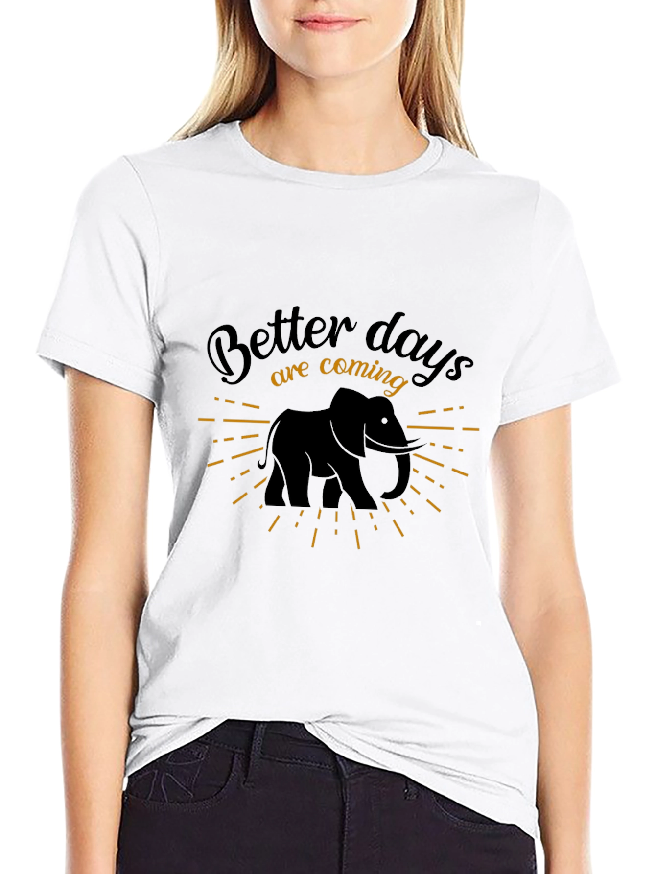 Better Days Elephant Graphic Tee - Black