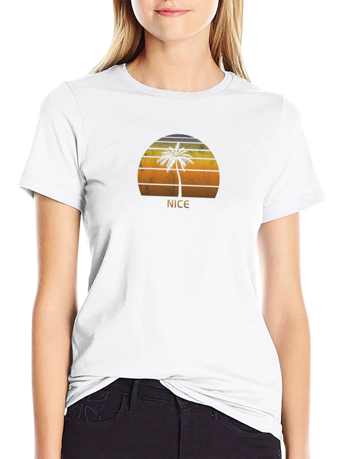 Nice Palm Sunset T-Shirt - Retro Beach Vibes
