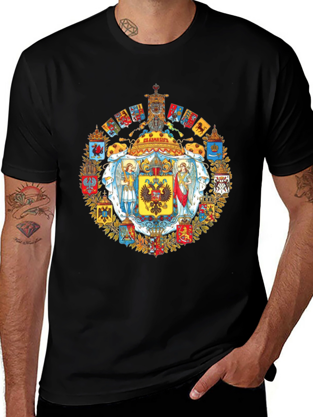 Imperial Eagle Crest Graphic Tee - Black