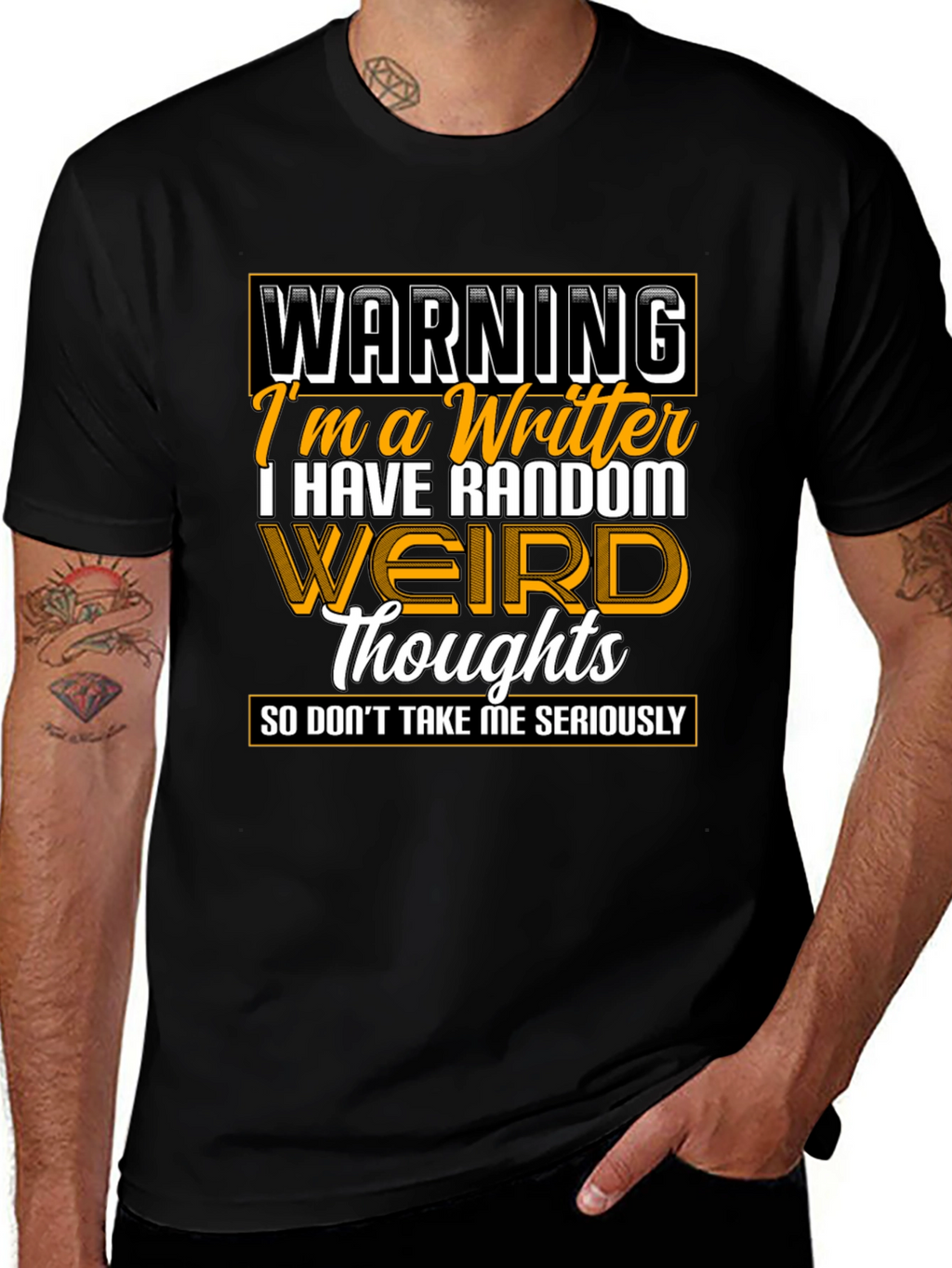 Warning Writer Graphic Tee - Random Weird Thoughts T-Shirt