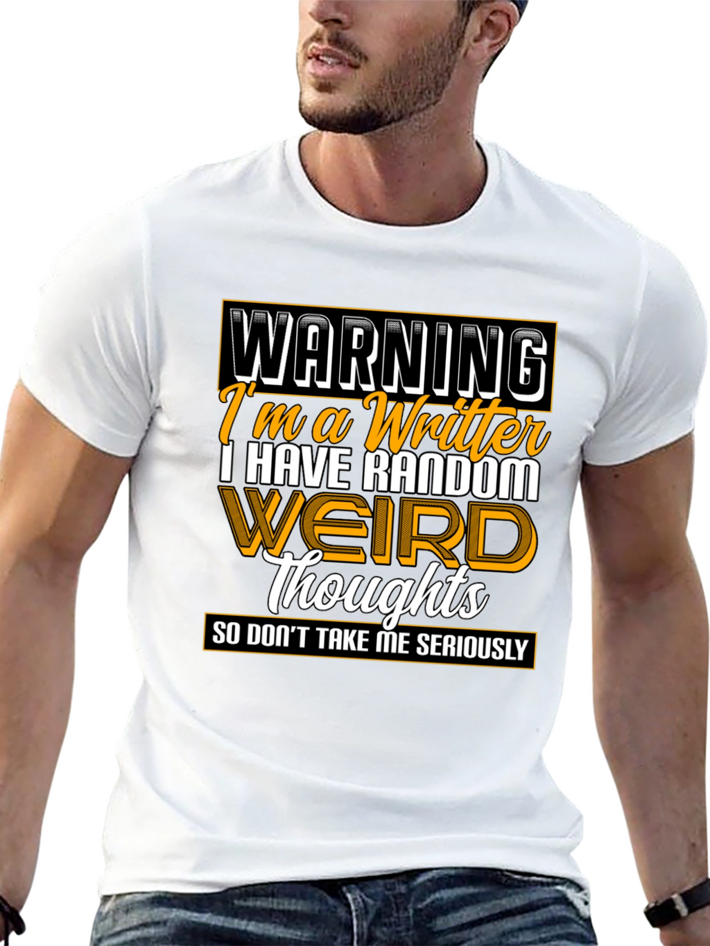 Warning Writer Graphic Tee - Random Weird Thoughts T-Shirt