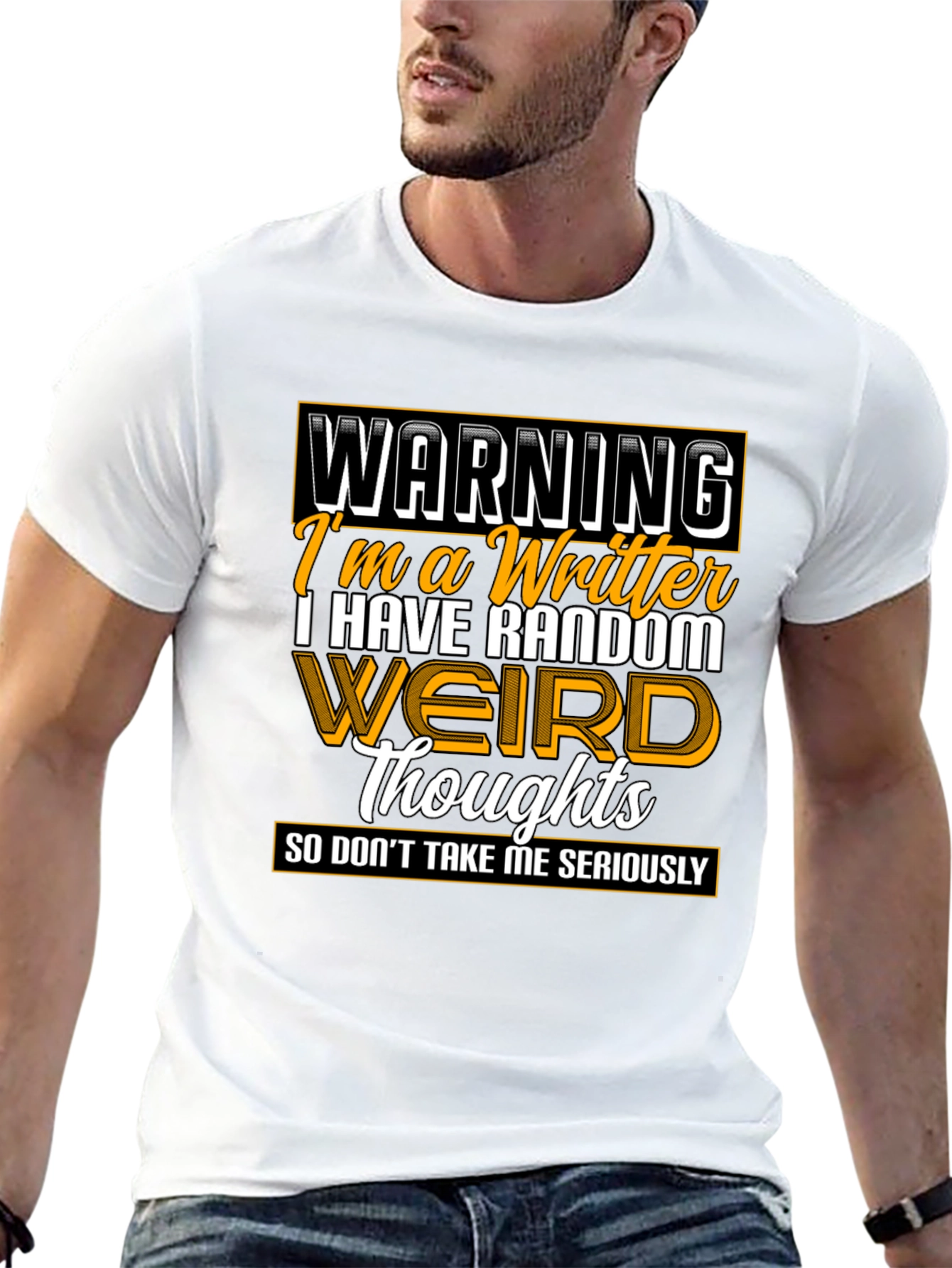 Warning Writer Graphic Tee - Random Weird Thoughts T-Shirt