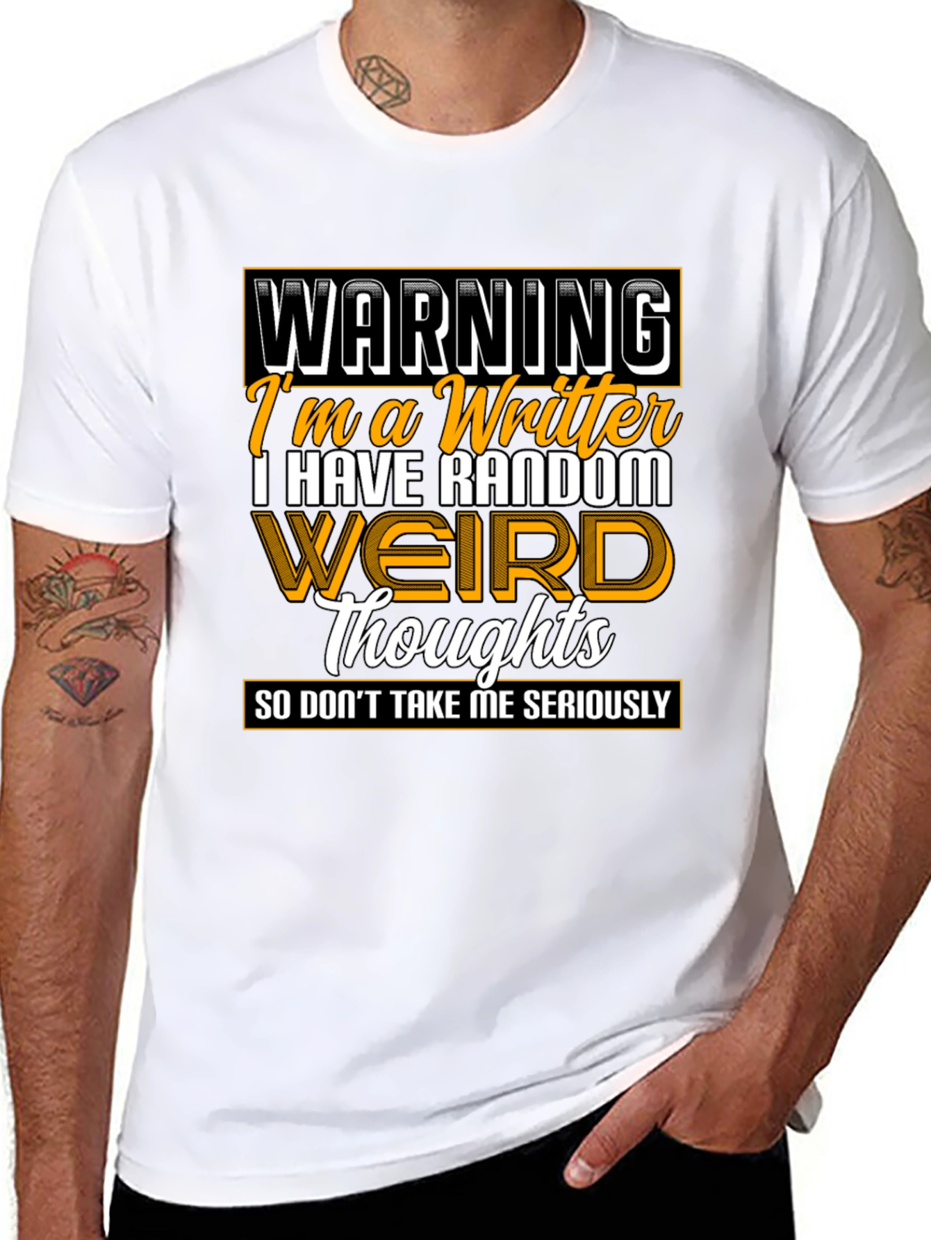 Warning Writer Graphic Tee - Random Weird Thoughts T-Shirt