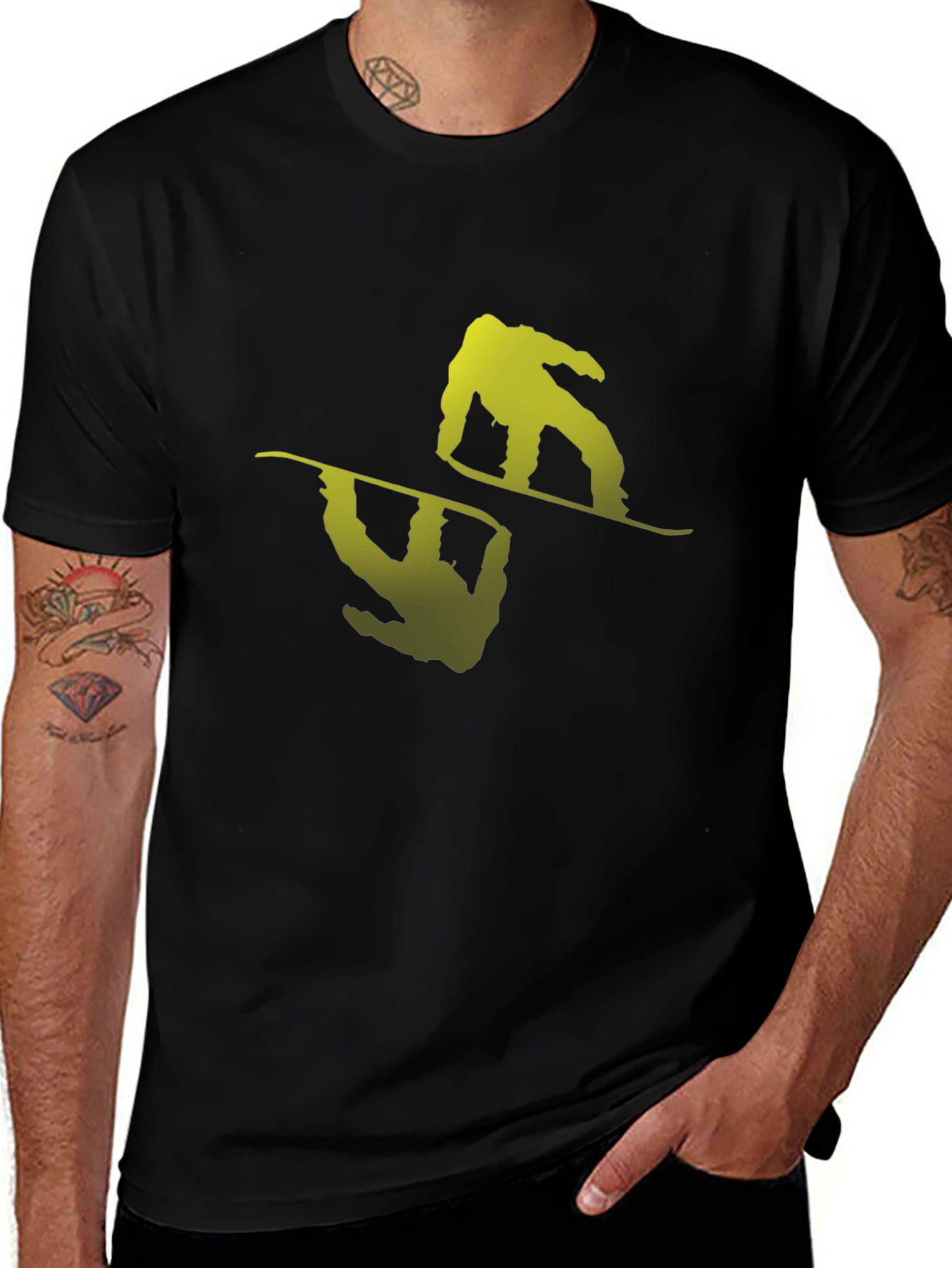 Cool Snowboarder Graphic Black T-Shirt