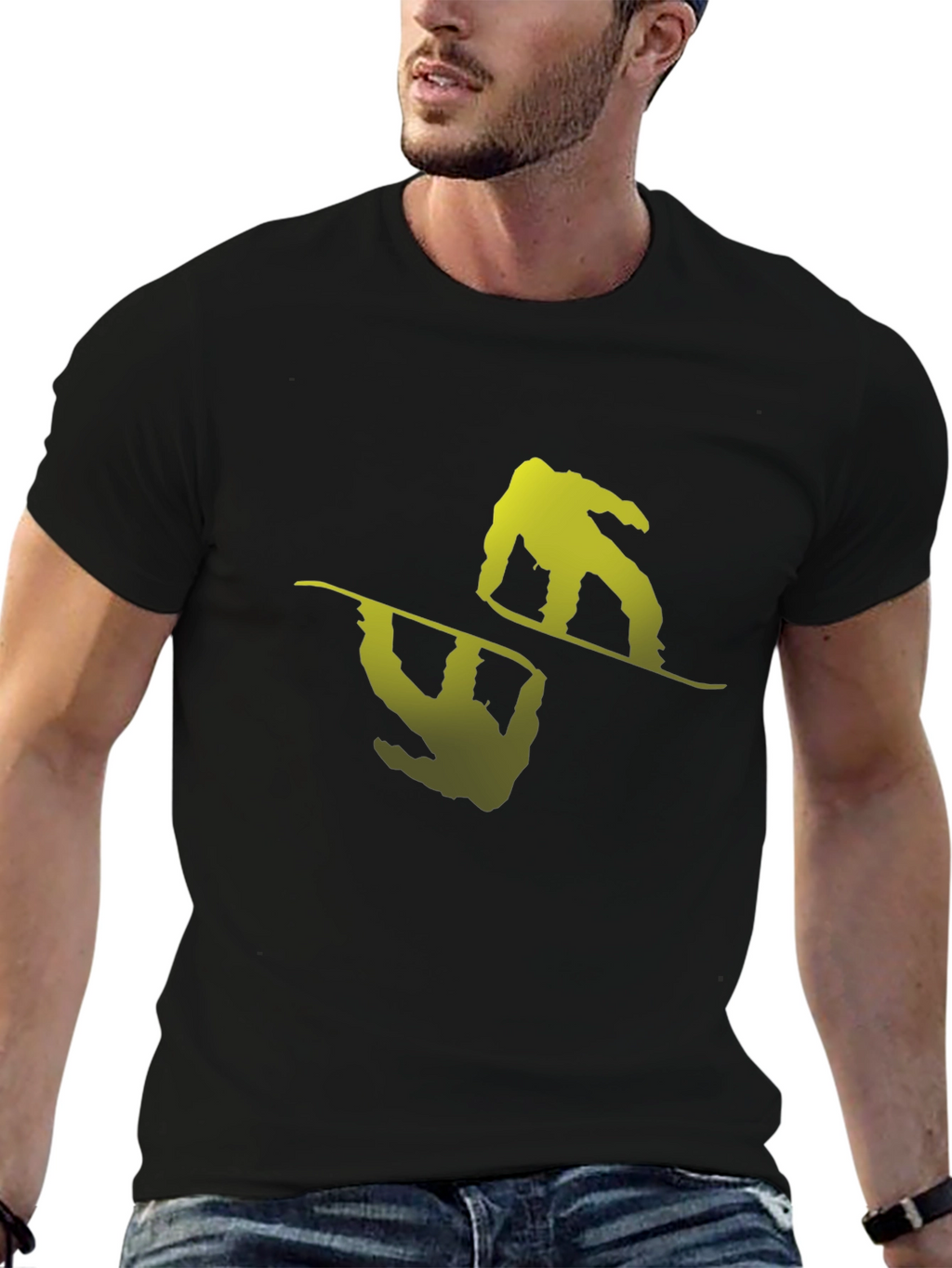 Cool Snowboarder Graphic Black T-Shirt
