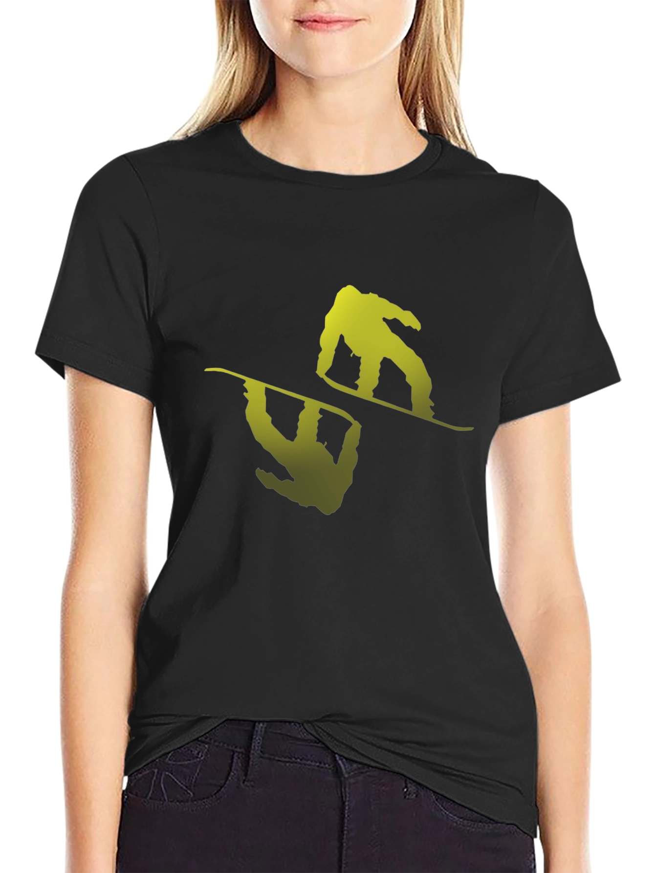 Cool Snowboarder Graphic Black T-Shirt
