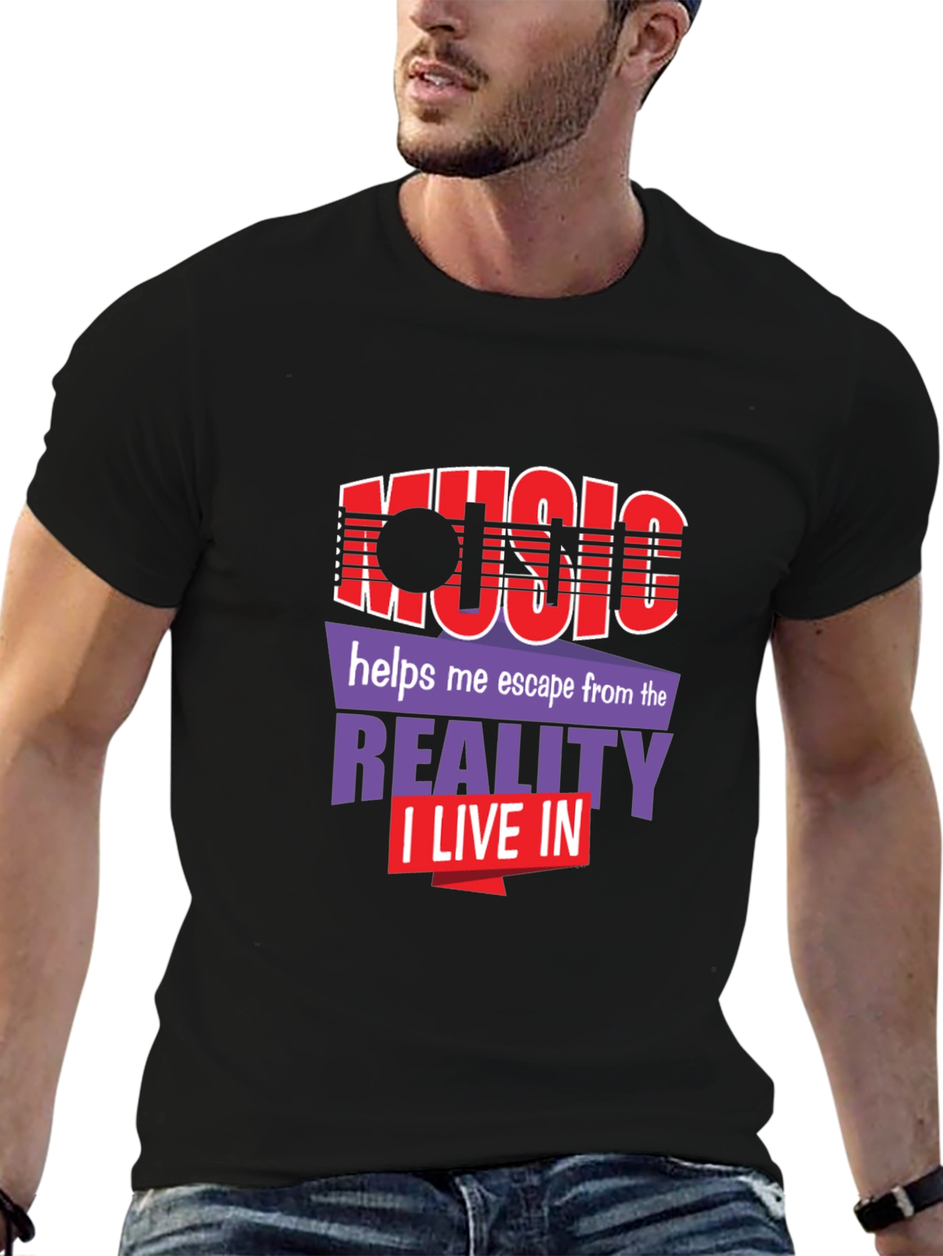 Music Escape Graphic Tee - Black Unisex T-Shirt