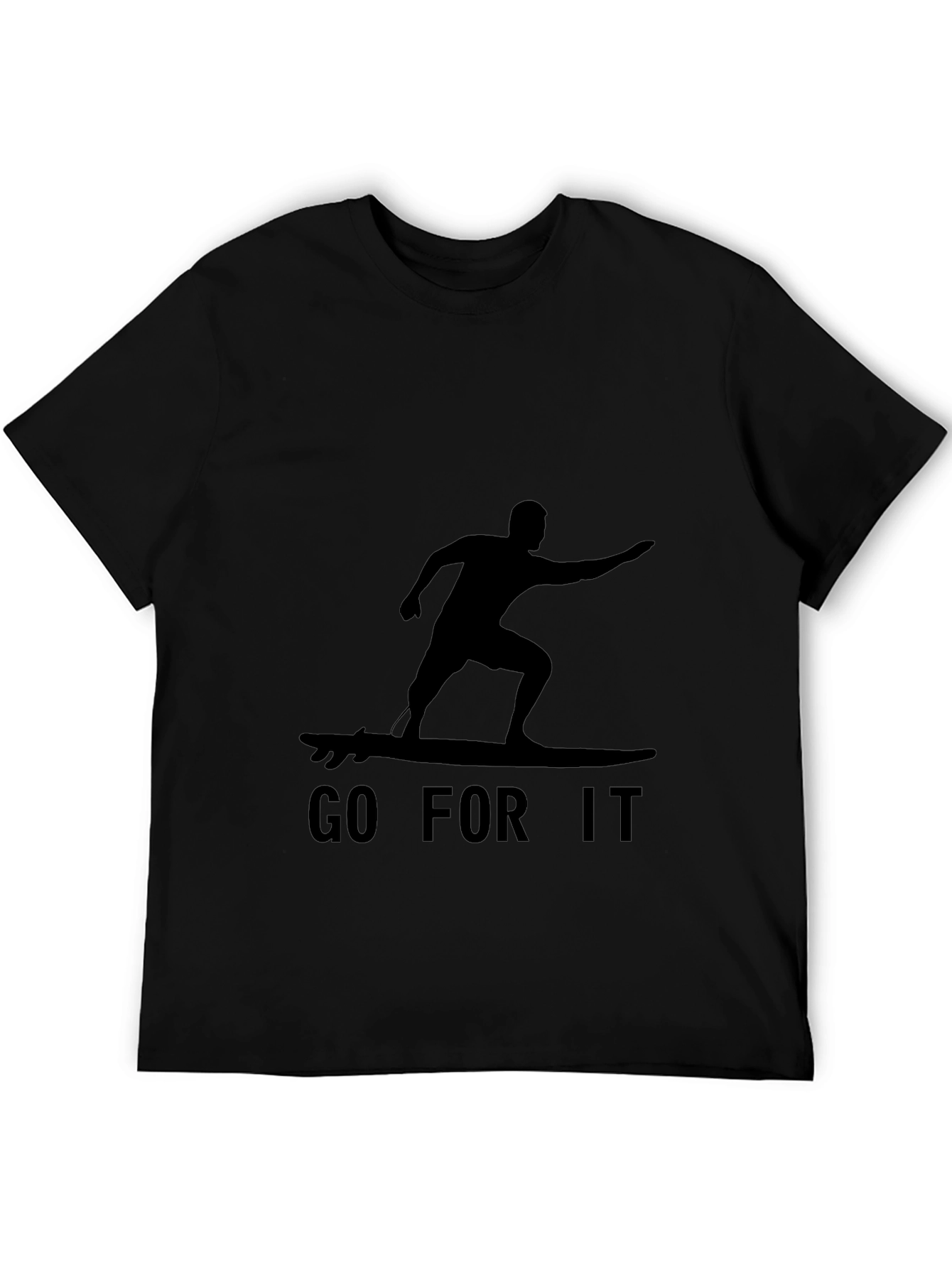Black Go For It Surfer Graphic Tee