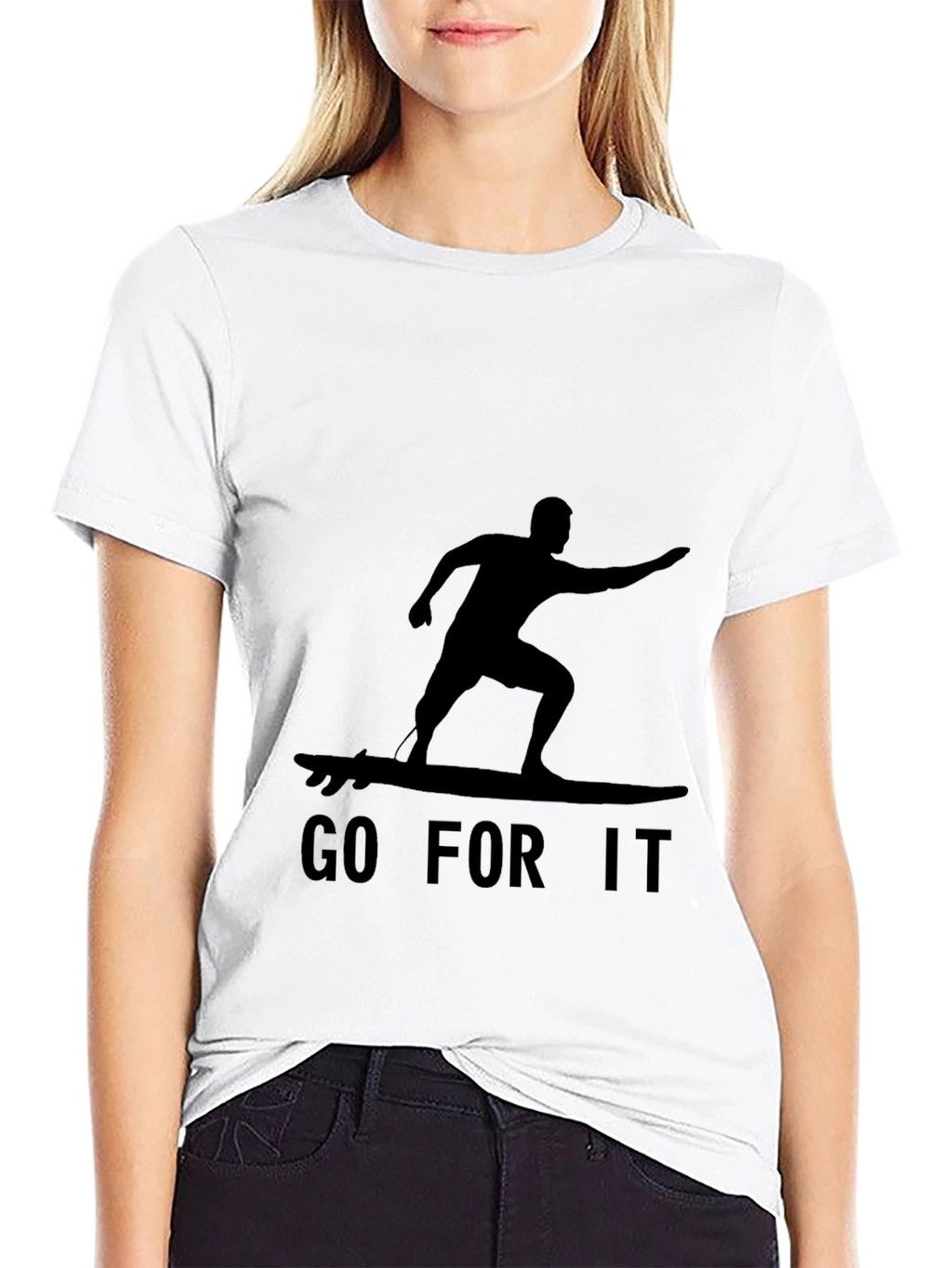 Black Go For It Surfer Graphic Tee