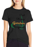 Eat Sleep Garden Repeat Black T-Shirt