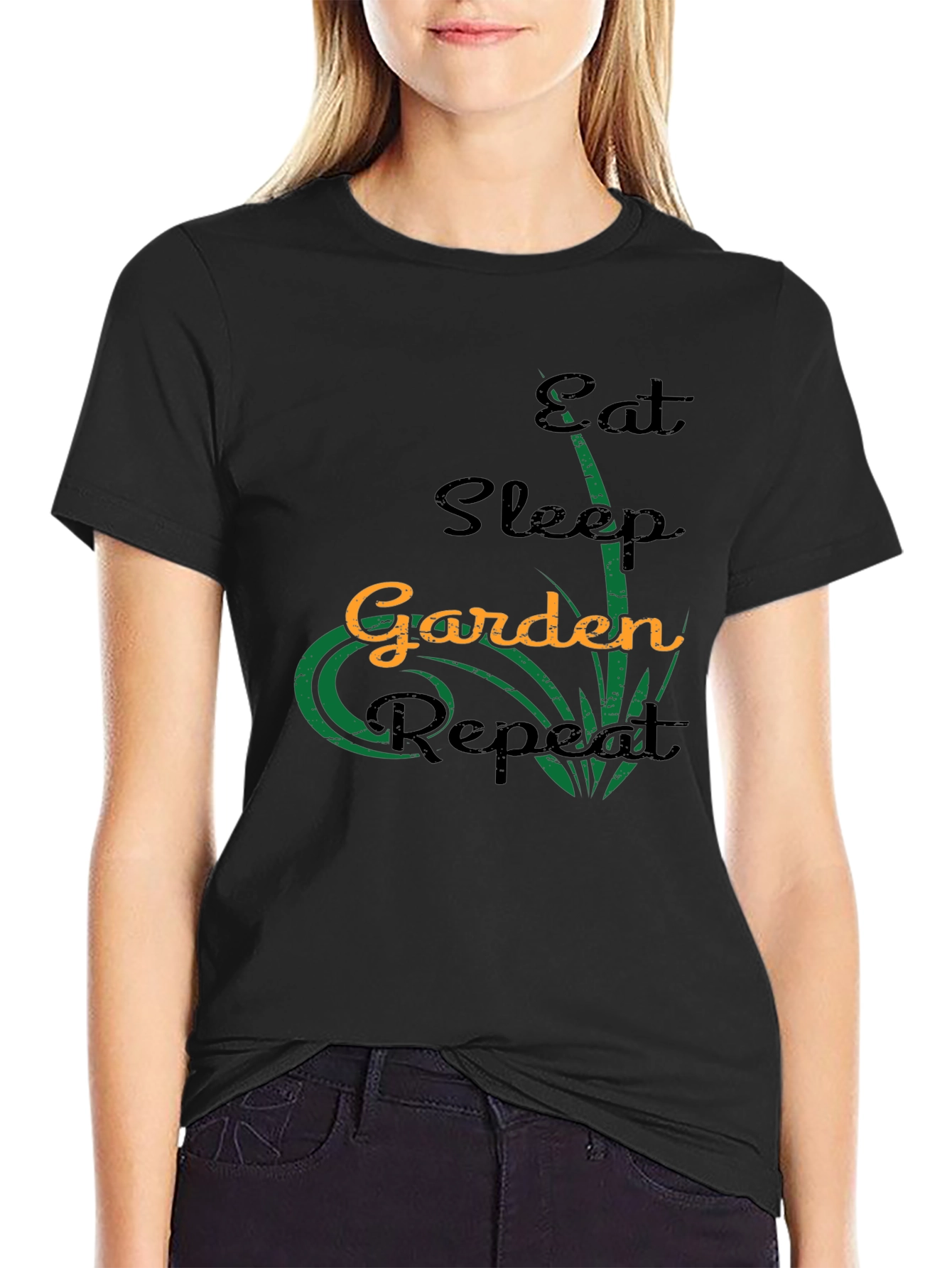 Eat Sleep Garden Repeat Black T-Shirt