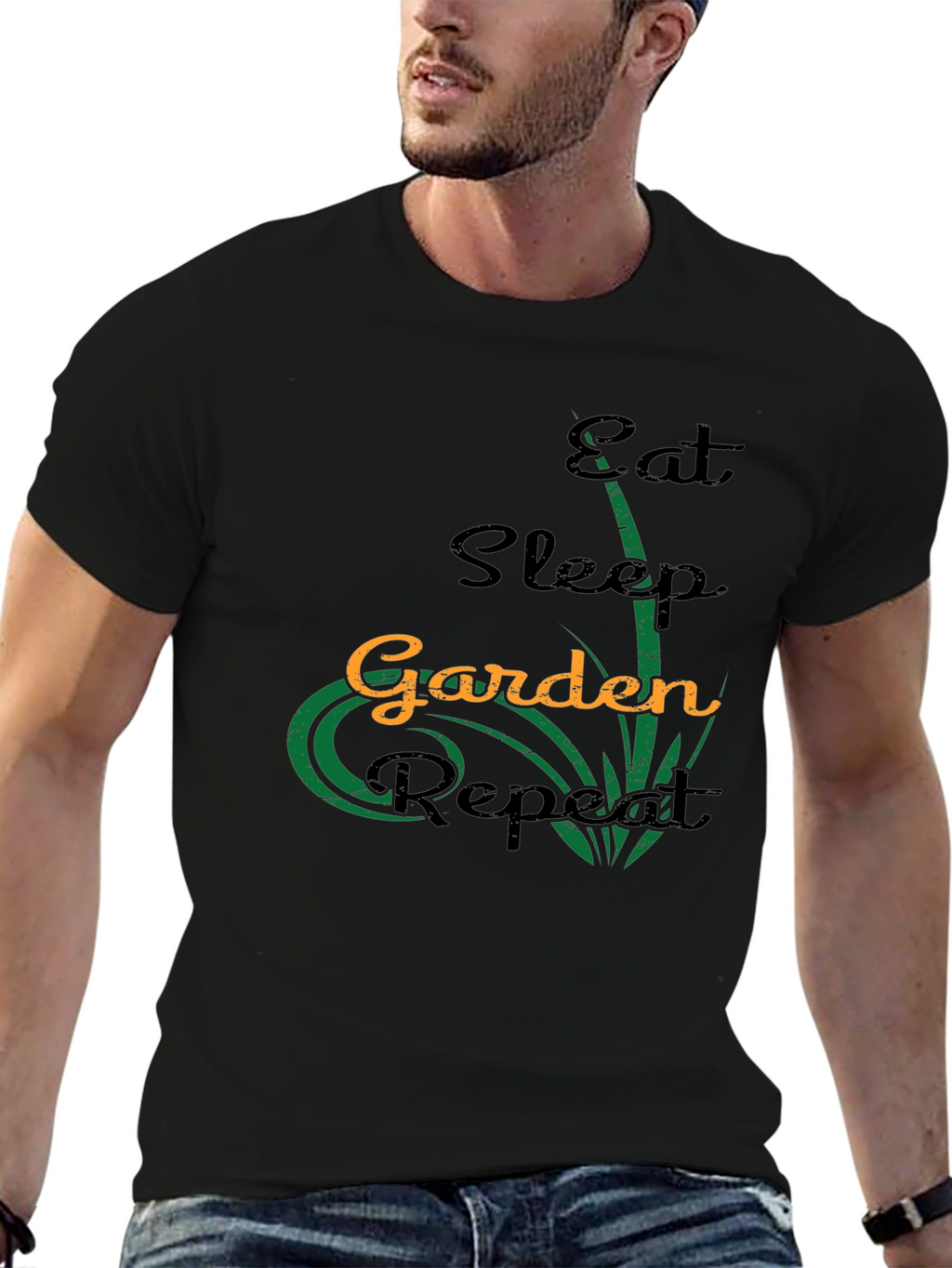 Eat Sleep Garden Repeat Black T-Shirt