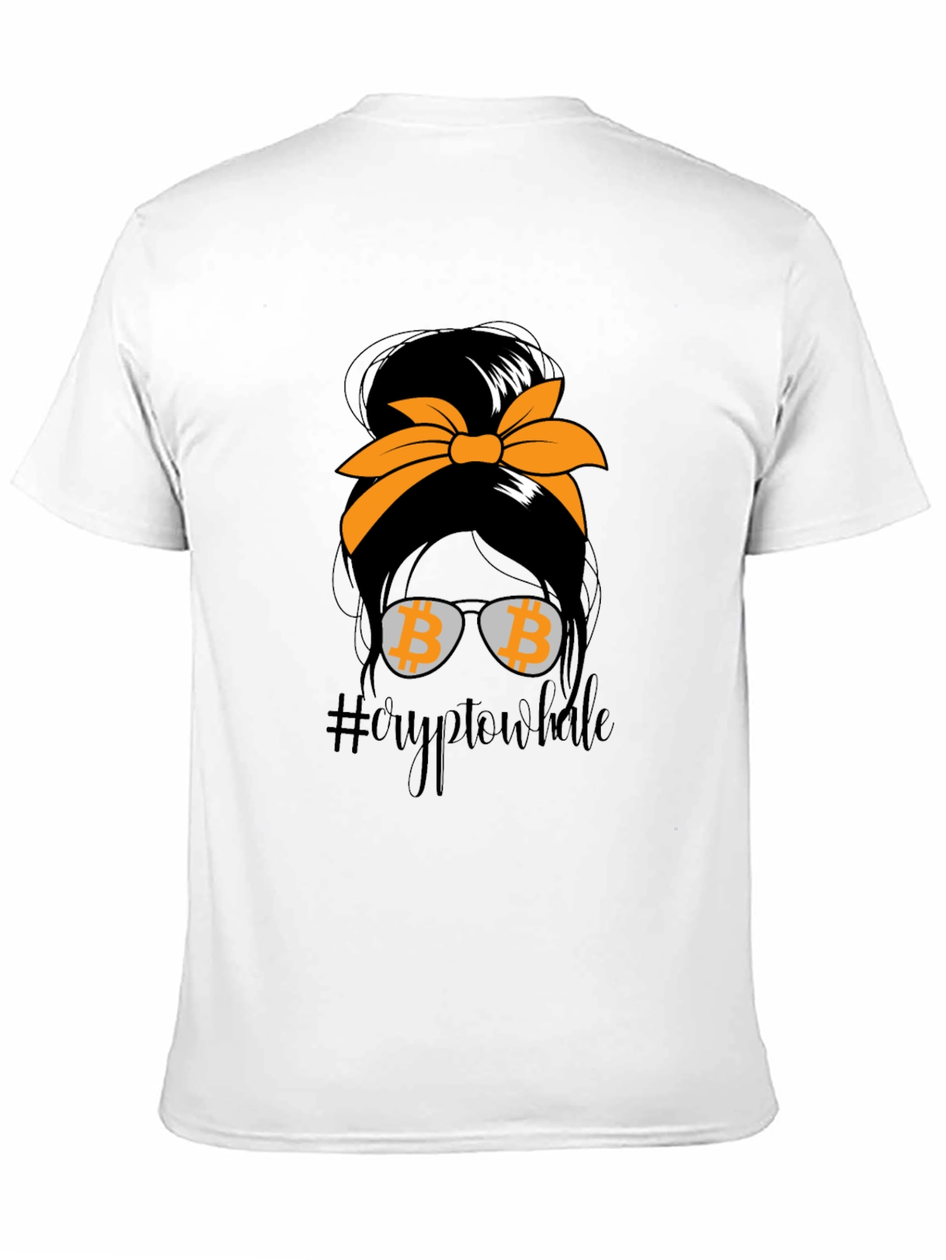 Crypto Whale Bitcoin Messy Bun T-Shirt